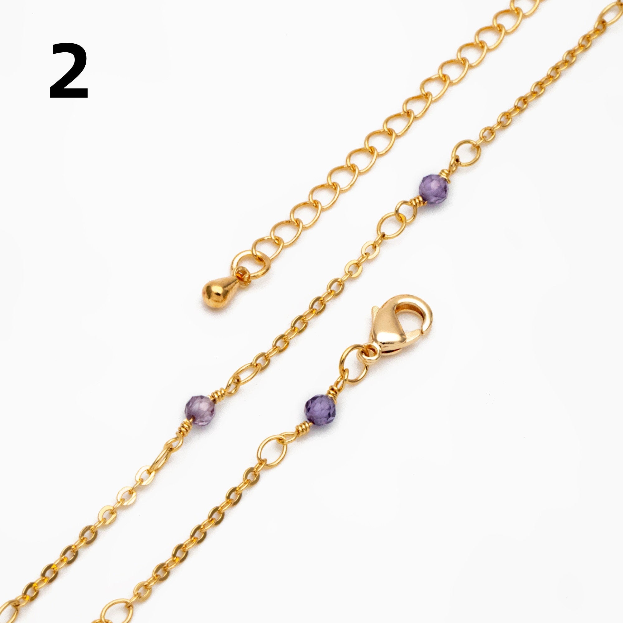 Gold Beaded Cable Chains, Finished Bracelet/ Anklet/ Necklace with Extender Chain, Ready to Wear (#LK-379)